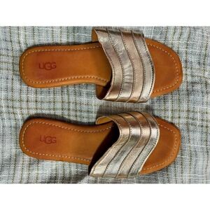 UGG Women Ximena Slide Slip On Sandals Flop Flop Rose Gold Hombre sz 7